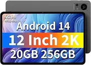[TECLAST] Tablet 12 inch Android 14 Tablets, T60 with 256GB Storage(Expand to 1TB), Unisoc T616 CPU, 8000mAh +18W PD Fast Charger, 4 Speakers, 5G WiFi+4G LTE, Dual 13MP Camera,GPS