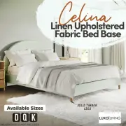 Double/Queen/King Boucle Wood Bed Base – Comfortable & Elegant, Cream White