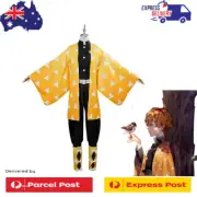 Demon Slayer Kimetsu No Yaiba Agatsuma Zenitsu Cosplay Costume Wig Xmas Gift