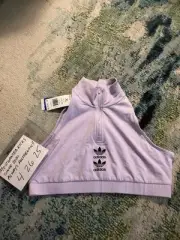 NWT Adidas Logo Play Cropped 1/2 Zip Purple Tank Top Women’s Sz XL FREE SHIPPING