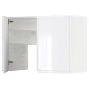 METOD wall cb f extr hood w shlf/door, white/Voxtorp high-gloss/white, 80x60 cm