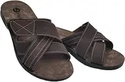 [Freeland] Mens Summer Slippers Leather Sandals Sea Beach Home Open Super Lightweight Slippers
