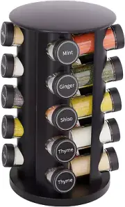 Revolving Spice Rack Set with 20 Spice Jars, Kitchen Spice Tower Organizer for C
