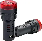 2Pack AD16-16SM 12V 16MM Flash Signal Light Red LED Signal Light Buzzer Alarm Beep Alarm Indicator Red Panel Mount