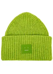 Acne Studios Pansy N Face Wool Beanie - Green One Size