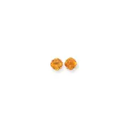 14k Yellow Gold 7x7mm Cushion Citrine Checker Earring