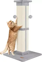 Cat Scratching Post 33 Inch for Indoor Cats, High Cat Scratch Post Grey, Cat Tre