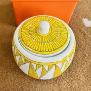 Hermes Soleil D'Hermes Sugar Pot Yellow & White Tableware Porcelain 350ml