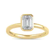 1.00ct Laboratory Grown Diamond Emerald Cut Solitaire Ring in 18kt Yellow Gold