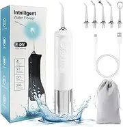 Cordless Water Flosser Professional Oral Irrigator,Portable Dental Flosser 4 Modes and 5 Jet Tips IPX7 Waterproof 310ML Detachable Water Tank Low Noise,Rechargeable for Home&Travel(white)