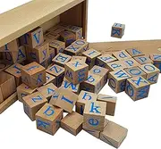 Deluxe Wooden ABC Blocks for Home School and Play. School Supplies, Learning Resources & Homeschool for Language, Spelling, Sensory, fine Motor Plus Learning and Pattern Games