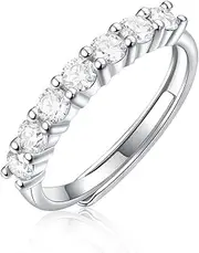 [Tomovely] Women's Pure Silver Ring Set With Cubic Zirconia Diamond 925 Pure Silver Engagement Ring Adjustable Promise Ring Wedding Jewelry