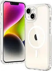 [TAURI] for iPhone 14/13 Case 6.1", Compatible with MagSafe, Military-Grade Protection, [Anti-Yellowing] Shockproof Transparent Back Magnetic Phone Cover - Clear