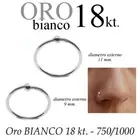 Piercing Nose Circle 9mm 11mm White Gold 750% 18kt. Nose Ring 18kt