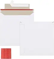 zmybcpack 100 Pack 6x6 inch Rigid Mailer Self Seal Photo Document Mailers, Stay Flat White Cardboard Shipping Envelopes White Photography Mailers for CD, Photos