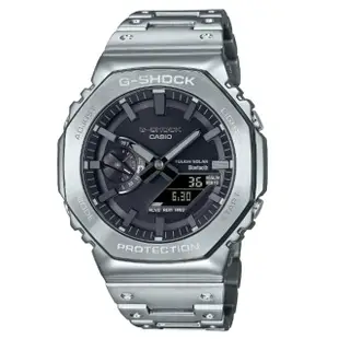 【CASIO 卡西歐】G-SHOCK 太陽能智慧藍芽奢華全金屬八角形雙顯錶-銀(GM-B2100D-1A 金屬 農家橡樹)