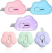 6pcs Mini Pocket Box Cutter Retractable Blade Utility Knife Letter Opener Box Cutter Carton Opener for Keychain Decoration Gift Kids (Free collocation)