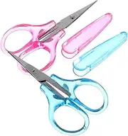 HAWILLOSCH 2Pcs Small Embroidery Scissors with Protective Covers Craft Scissors for Sewing Scrapbooking and Card Making