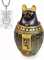Pet Urn for Dogs and Cats Ashes - Medium to Large Decorative Cremation Urns for Pet Memorial - Egyptian Handcrafted Artifact for Home Decor (Bastet, Large)