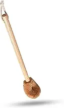 WorldFront Naturals Toilet Bowl Brush - Natural Coconut Fiber Golf Head & Long Wooden Handle for Effective Cleaning for Bathroom Toilet - Eco-Friendly & Durable - 2 Pack Brushes with 2 Wall Hooks