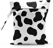 [Sldpngo] Waterproof Cloth Diaper Wet Dry Bag Reusable Travel Beach Pool Daycare Soiled Toddler Items Yoga Gym Bag for Swimsuits Wet Clothes Bags - Dairy Cow Pattern