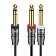 1/4 Inch TRS to Dual TS Cable, Gold Plated 6.35mm Stereo Male to 2 Mono Male ...