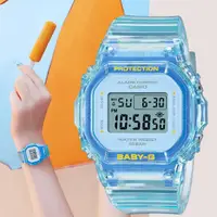 在飛比找momo購物網優惠-【CASIO 卡西歐】BABY-G 夏季透明方形女錶電子錶(