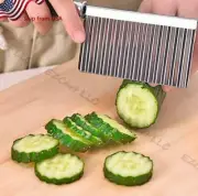 2pcs Crinkle Veggie Potato Chip Cutter With Wavy Blade French Fry Kitchen Tool