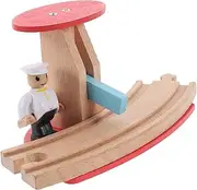 ifundom Wooden Railway Accessory Road Block Model for Creative Play Educational Toy for Boys and Girls Train Track Scenes Includes Random Figure for Imaginative Fun