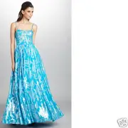 NWT $550 Aidan Mattox SILK blue foil prom social occasion cocktail party dress 6