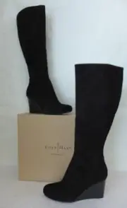 New COLE HAAN Cora Wedge Boot Black Suede D38352 Size 10B