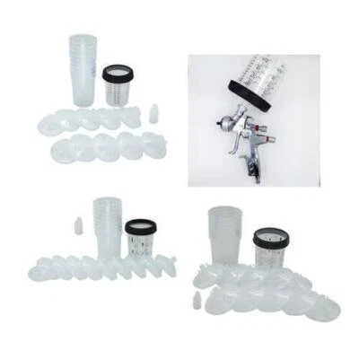 10 Sets Paint Spray Gun Cup Lids Liners Kit with Micron Filter 165/400/600ML