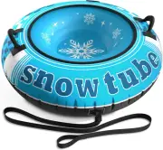 Inflatable Snow Tube Sled - Heavy Duty Snow Tubes for Sledding with Premium Canv