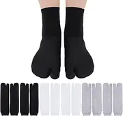 [Rthjsfj] 6 Pairs Flip Flop Socks Cotton Tabi Split Toe Socks Sandal Socks for Men Women, 3 Colors, Black, White, Gray