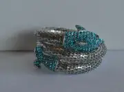 KIRKS FOLLY DOLPHIN COILED BRACELET IN SILVER TONE
