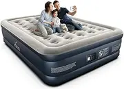 iDOO Queen Size Air Mattress, Inflatable Airbed with Built-in Pump, 3 Mins Quick Self-Inflation/Deflation, Comfortable Top Surface Blow Up Bed for Home Portable Camping Travel, 203x152x46cm 295kg MAX