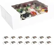 MALICPLUS 15 Roll Cake Boxes, 12x8x3.5 inches White Bakery Boxes with Window, Cookies Boxes Pumpkin Roll Container Donut Boxes Pastry Cake Packaging