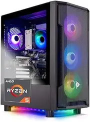Skytech Shadow Gaming PC Desktop, Ryzen 5 5500 3.6 GHz (4.2GHz Turbo Boost), NVIDIA RTX 3050 6GB GDDR6, 500GB SSD, 16GB DDR4 RAM 3200, 650W Gold PSU, Wi-Fi, Win 11 Home