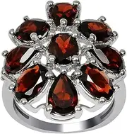 [Orchid Jewelry] 925 Sterling Silver Cluster Rings For Women - Delightful 5 Carats Red Garnet with perfect Prong,Pave Setting in a Oval Shape