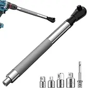 Offset Extension Wrench Impact,Chain Drive Wrench Extender,Electric Ratchet Wrench,with 4 Socket and 1/2‘’ Electric Drill (Silver accessories)