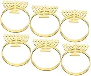 VINTORKY Metal Hanukkah Napkin Rings Menorah Shaped Serviette Holders Gold Decorative Ring Elegant Dinner Party Supplies