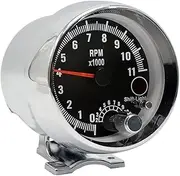 GPVPGHGRJ 3.75 Inch Racing Car Tachometer Gauge 7 LED Colors 0-11000 RPM for 1/2/3/4/5/6/7/8 Cylinder Chrome Shell Black Face Meter Speedometer