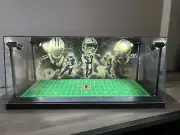 Kamara, Drew Brees, Olave 2 Mini Helmet display case with LED lights - Saints