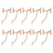 10Sets Slide on End Clasps, 16mm Tube Slider Crimp Cord Ends, Rose Gold
