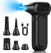 Compressed Air Duster, 130,000 RPM Keyboard Cleaner, Replace Compressed air can, Computer Accessories for Outdoors, PC, Electronics, Snow and Car Dust Off (Black)