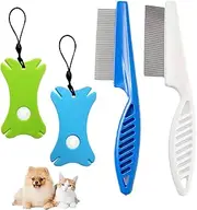 Pack of 2 Children's Tick Cards, 2 Flea Combs for Cats, Tick Card with Magnifying Glass, Remove Fleas, Ticks, Tears and Dandruff, for Long-Haired Pet
