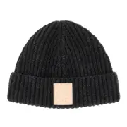 [LOEWE] LOEWE Ribbed cashmere beanie hat Woman One Size One Size Black