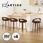 Artiss 4x Bar Stools Kitchen Dining Chairs Swivel Counter Stool Leather Wooden