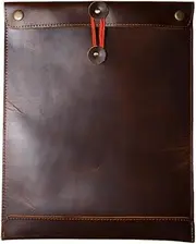 Leather Mailing Envelope Document Holder, Leather Portfolio Binder,A4 Letter Size Filing Folder,Gummed Folder Case Vertical Protector, Office Padfolio, Handmade Desk Accessories (Black)