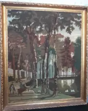 Stunning Hand Crafted Tapestry in Ornate Gold Frame Perfect Vintage Condition